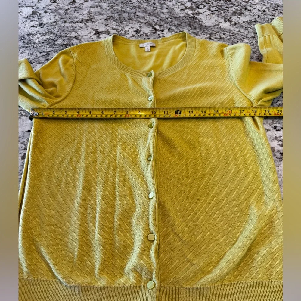 Talbots Mustard Yellow Button-Front Cardigan - Picture 5 of 7